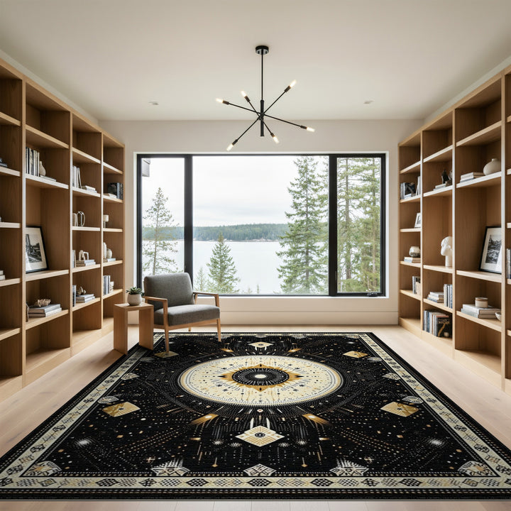 Gold Celestial Mandala Area Rug