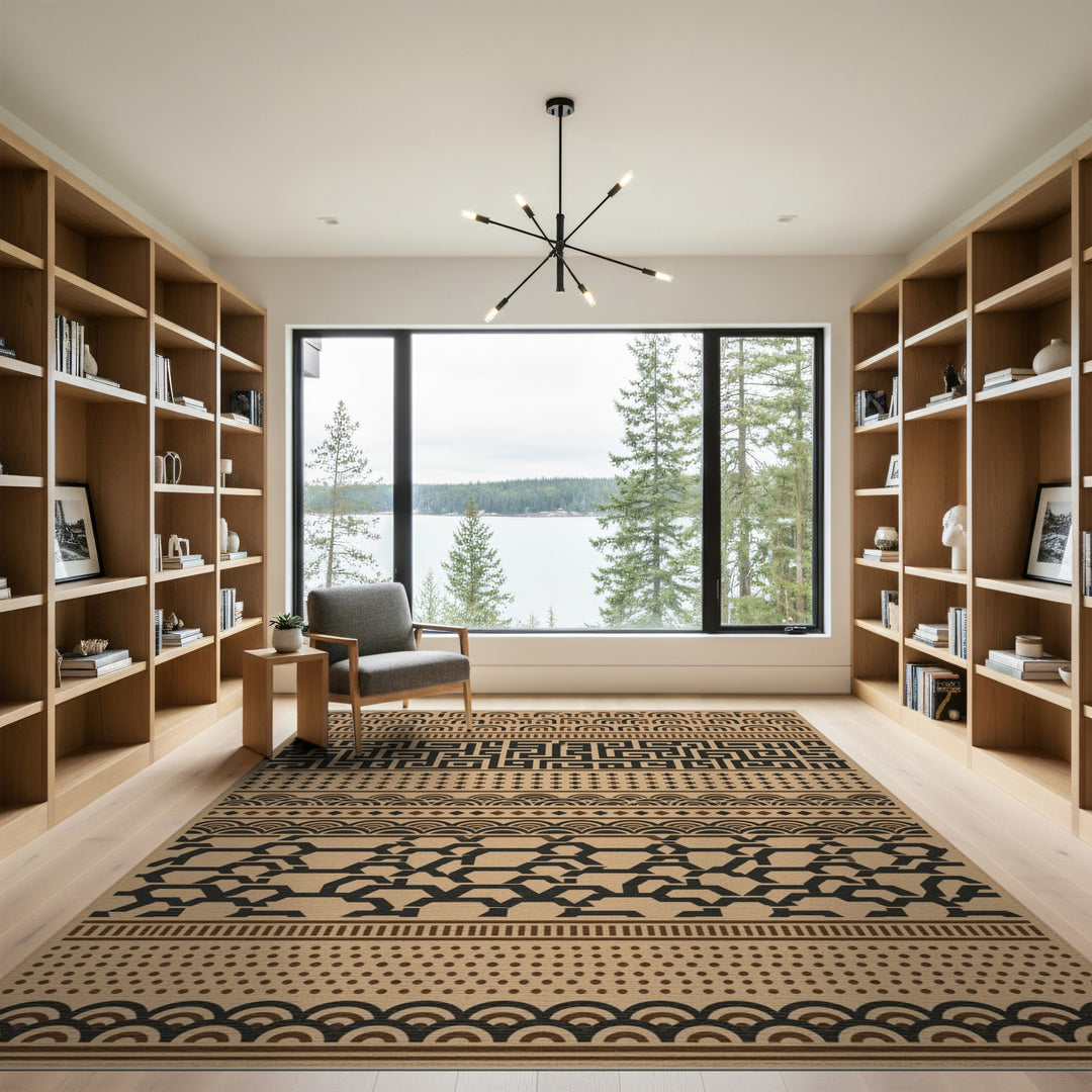 Modern Geometric Brown Tan Area Rug