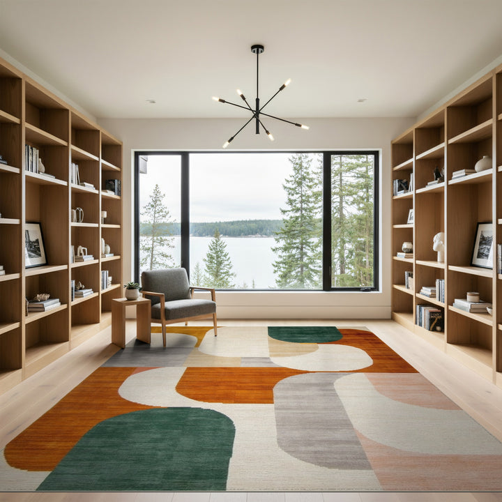 Geometric Abstract Area Rug in Earth Tones