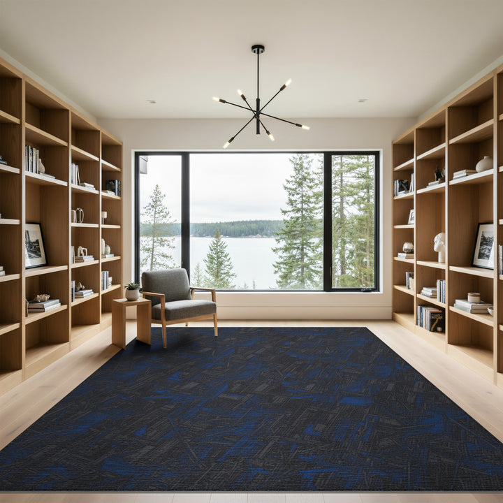 Abstract Area Blue and Teal Blue Abstract Area Rug