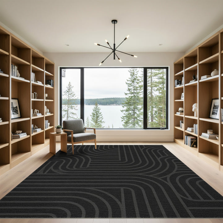 Modern Geometric Black Area Rug