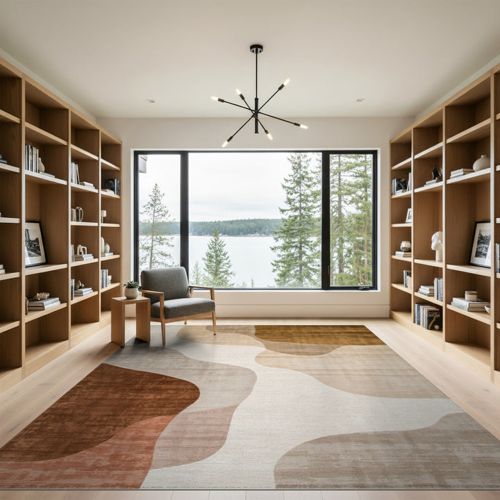 Brown and Tan Abstract Flowing Brown Area Rug