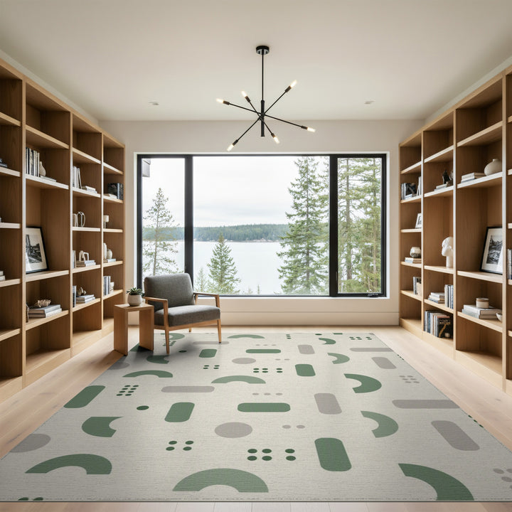 Green Geometric Modern Area Rug