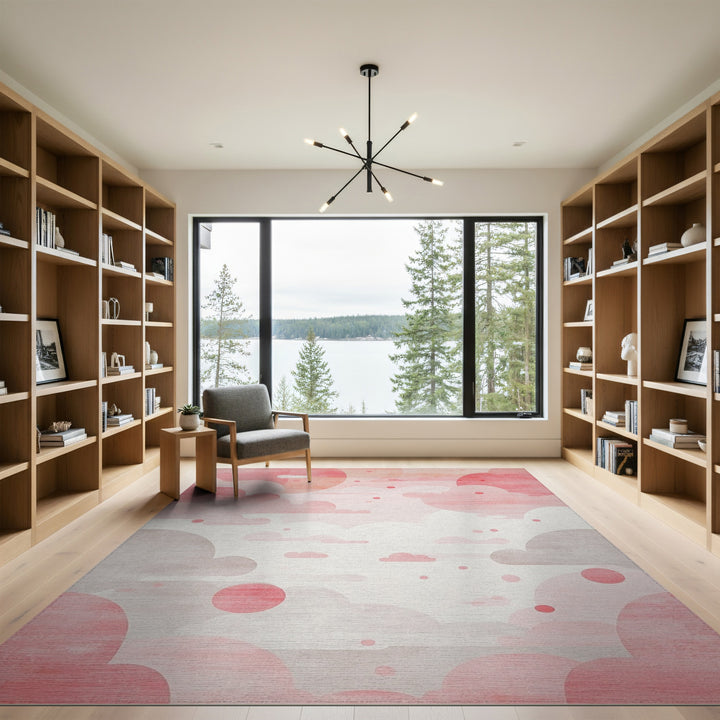 Pink Cloudscape Washable Area Rug
