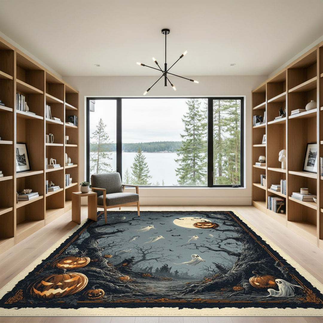 Haunted Forest Halloween Washable Area Rug