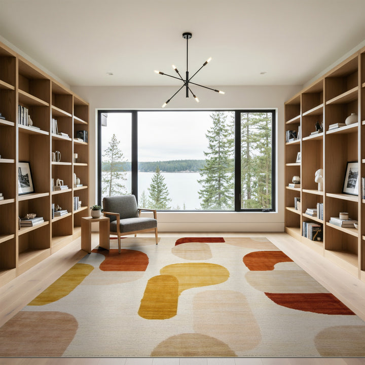 Abstract Brown Tan Area Rug