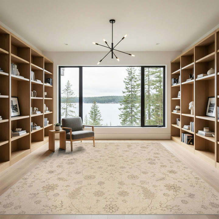 Beige Floral Vintage Area Rug