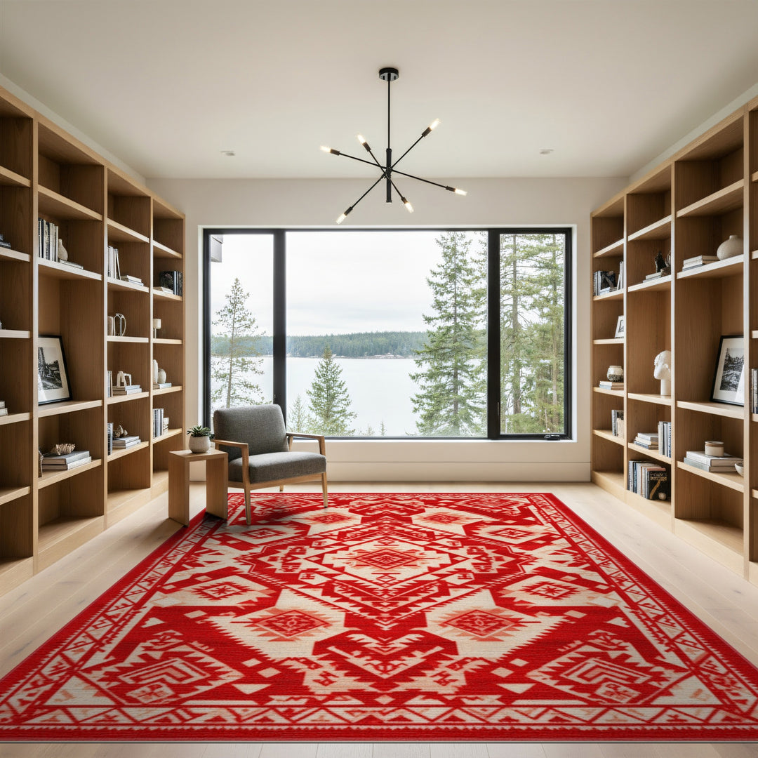 Red Heritage Tribal Area Rug