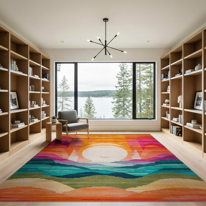 Vibrant Sunset Abstract Area Rug