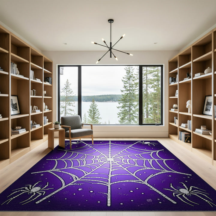 Geometric Modern Purple Spider Web Area Rug
