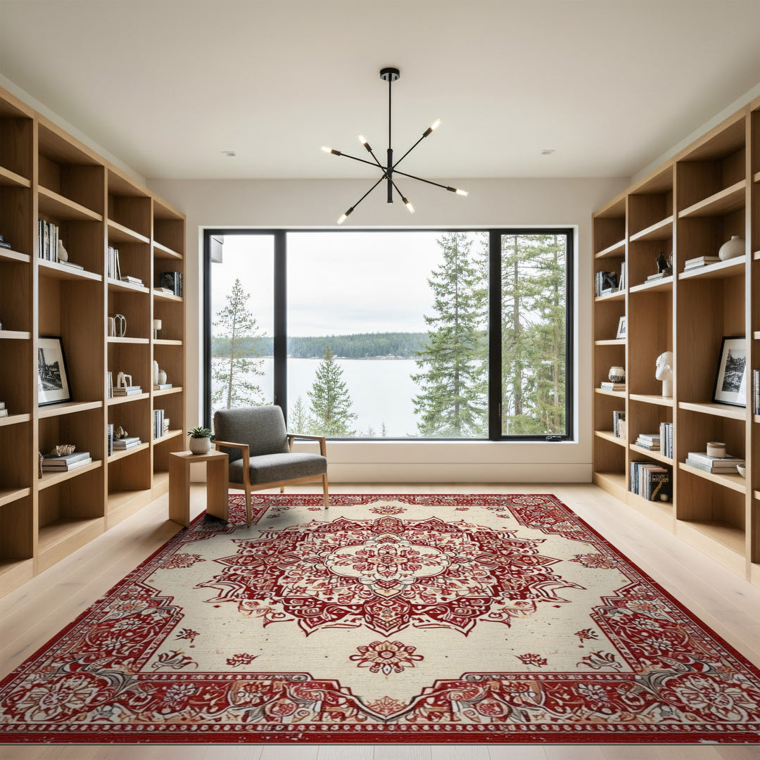 Red Persian Medallion Area Rug