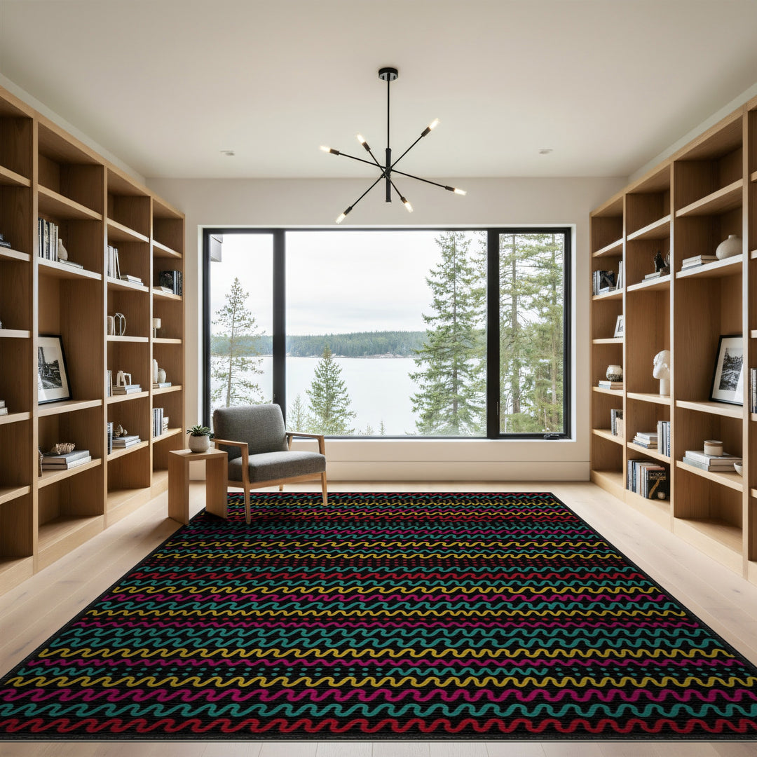 Multi-Color Wave Pattern Area Rug