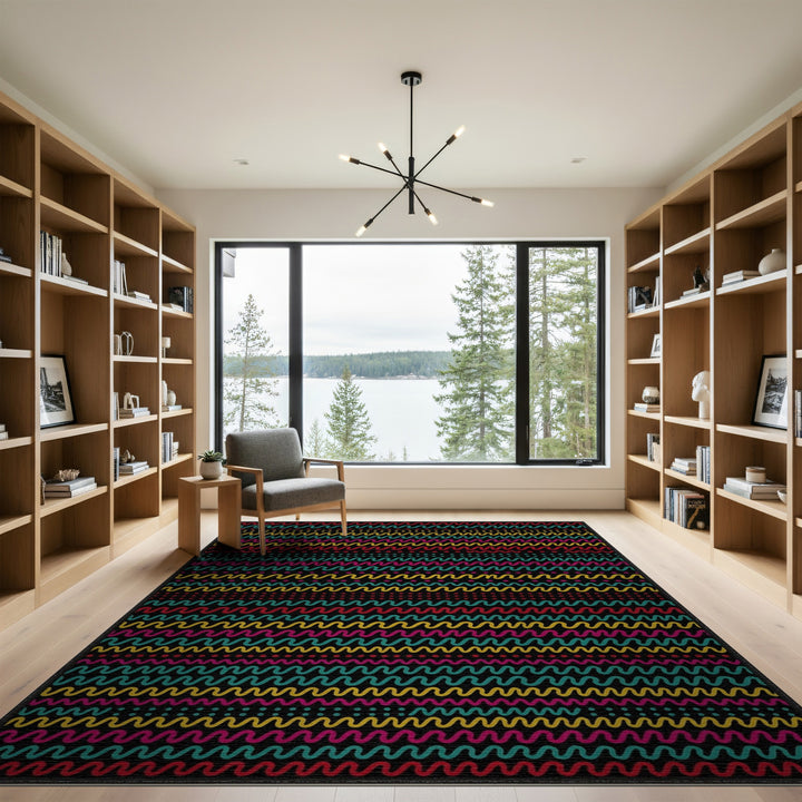 Multi-Color Wave Pattern Area Rug
