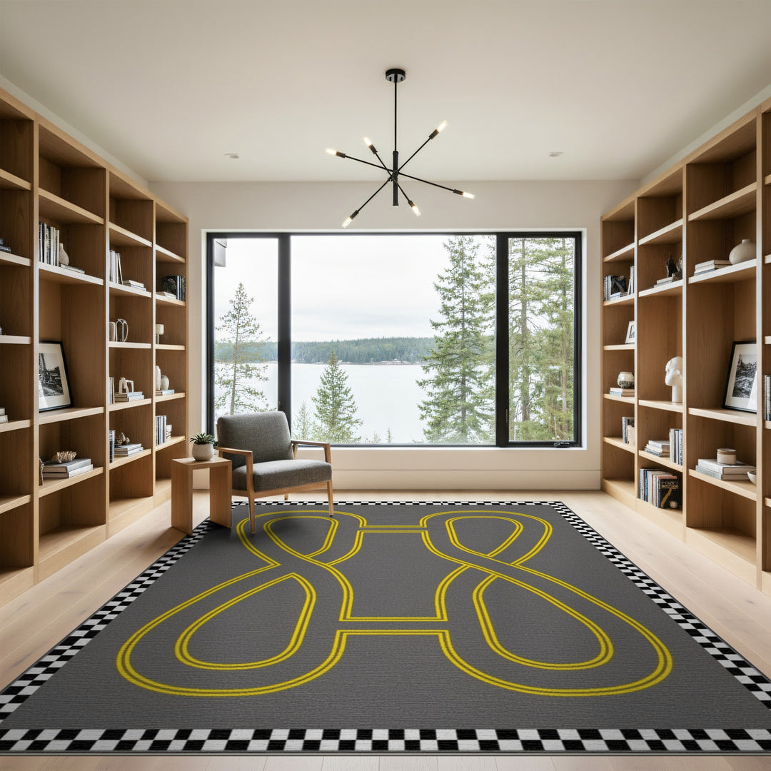Grey Geometric Loop Area Rug