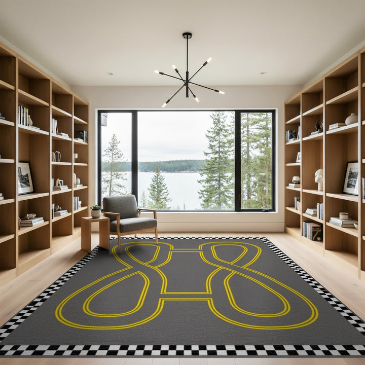 Grey Geometric Loop Area Rug
