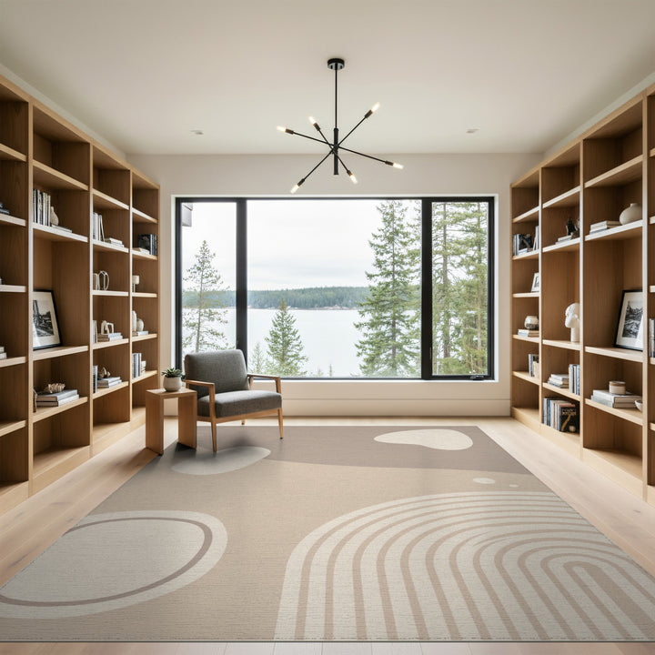 Beige Abstract Area Rug