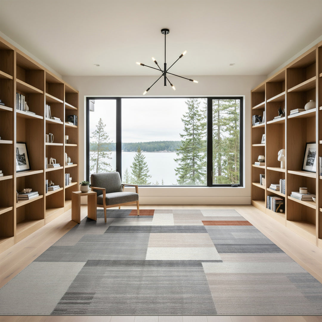 Grey Geometric Modern Area Rug
