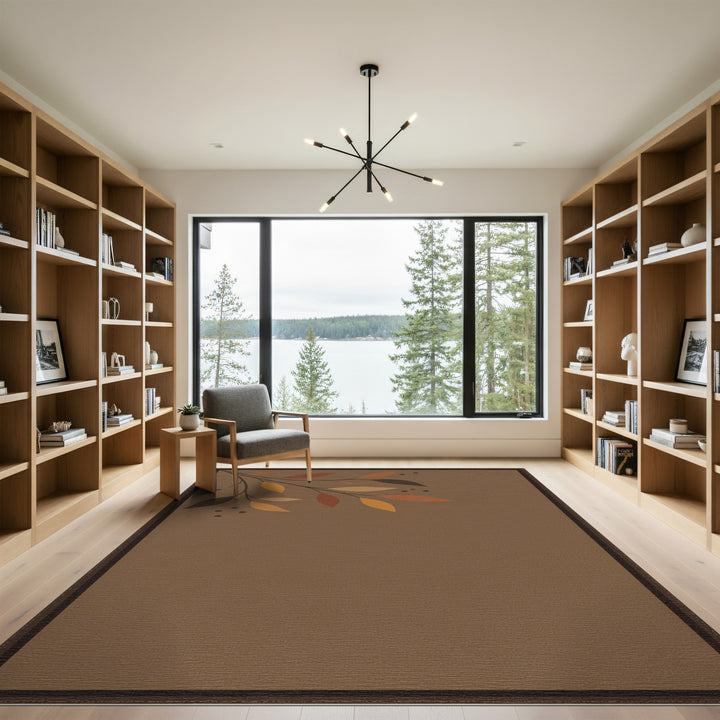 Autumn Leaf Branch Brown Area Rug