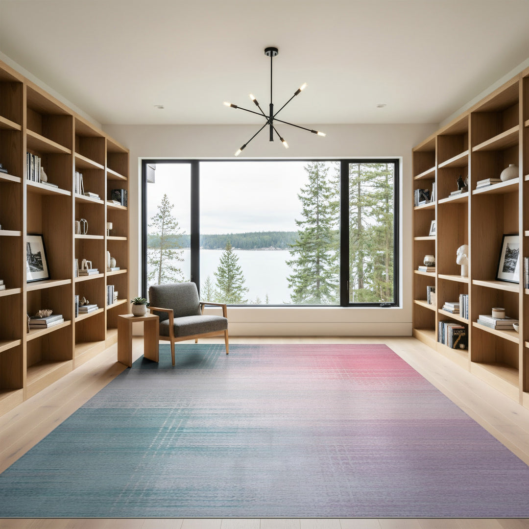 Pastel Teal Pink Plaid Distressed Area Rug