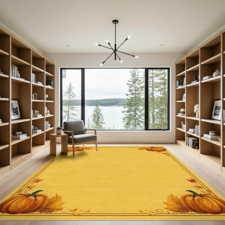 Autumn Pumpkin Yellow Area Rug