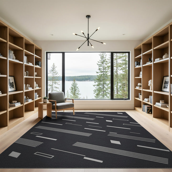 Black White Geometric Area Rug
