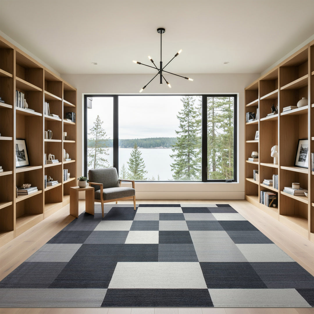 Black White Geometric Area Rug
