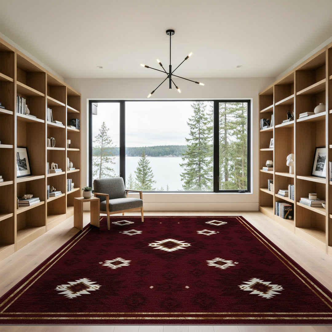 Red Southwestern Geometric Area Rug