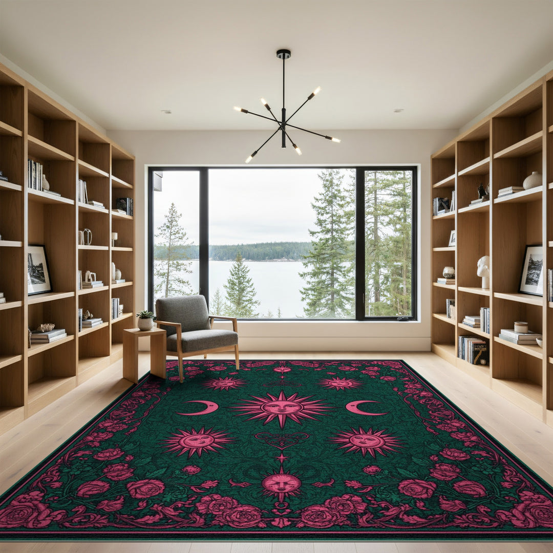 Pink Celestial Rose Vintage Area Rug