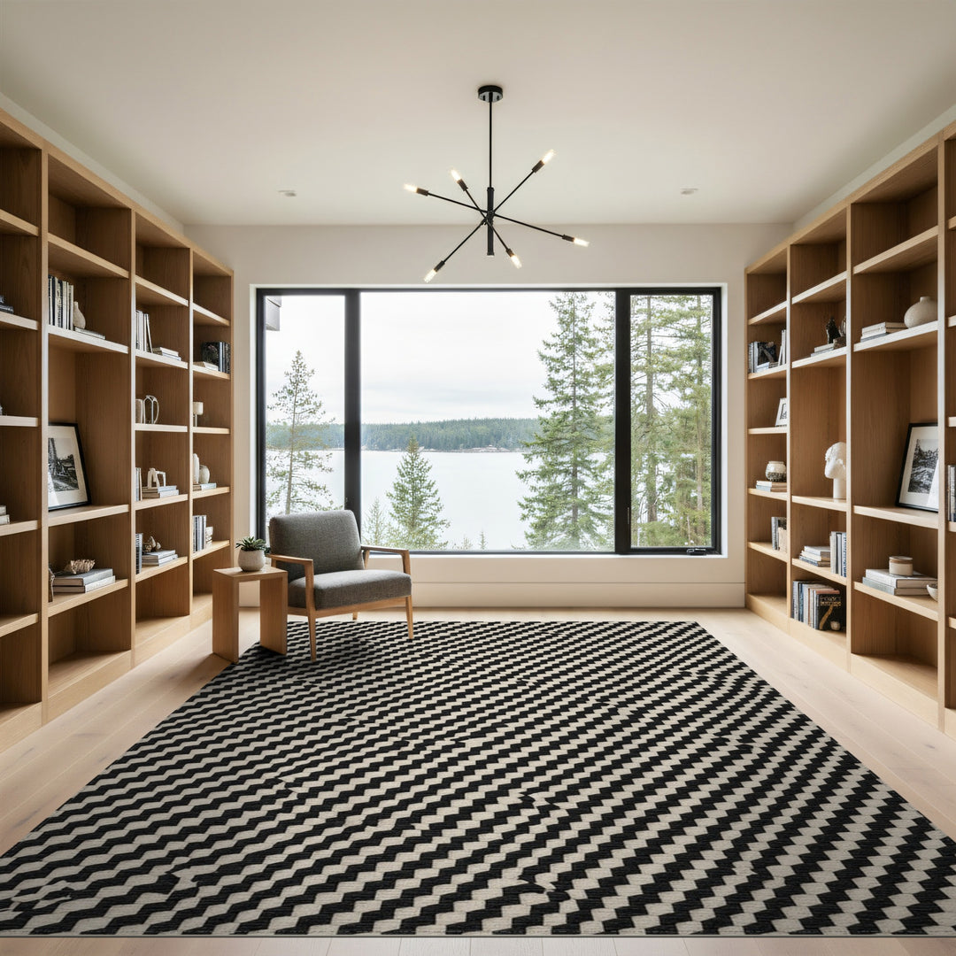 Checkered Geometric Modern Black White Checkered Geometric Area Rug