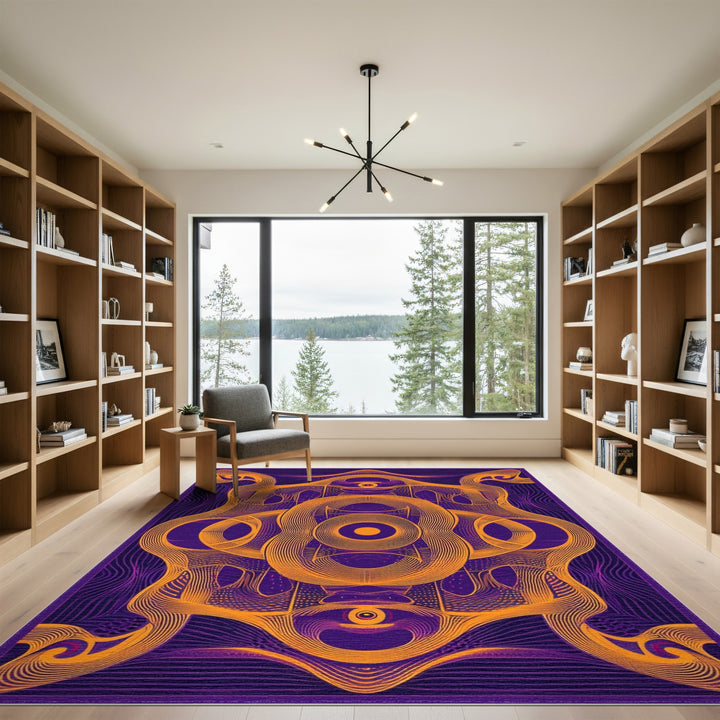 Psychedelic Purple Geometric Area Rug