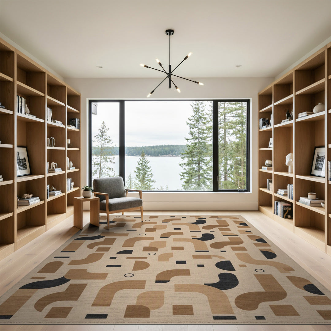 Arch Geometric Modern Brown Geometric Arch Area Rug