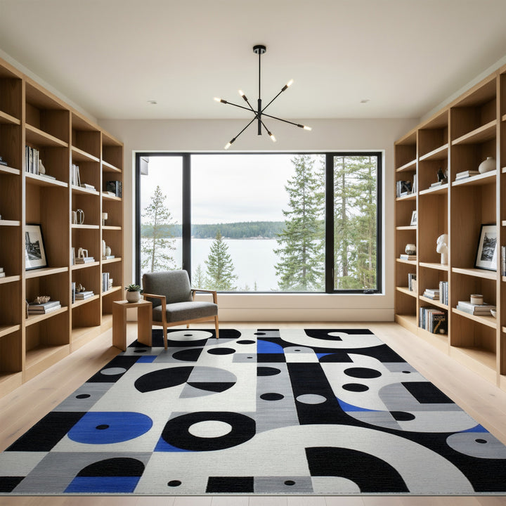 Bold Geometric Black White Area Rug