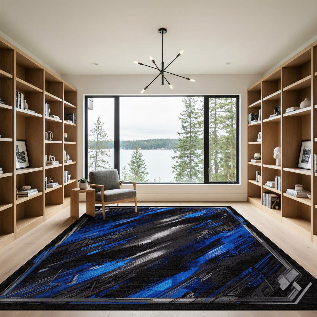 Blue Geometric Abstract Area Rug