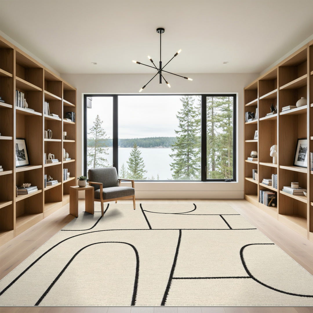 Abstract Geometric Modern Beige Geometric Abstract Area Rug