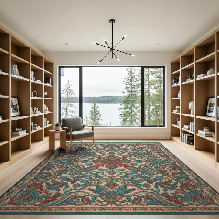 Blue Teal Persian Medallion Rug