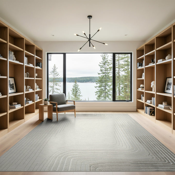 Grey Geometric Modern Grey Geometric Lines Area Rug