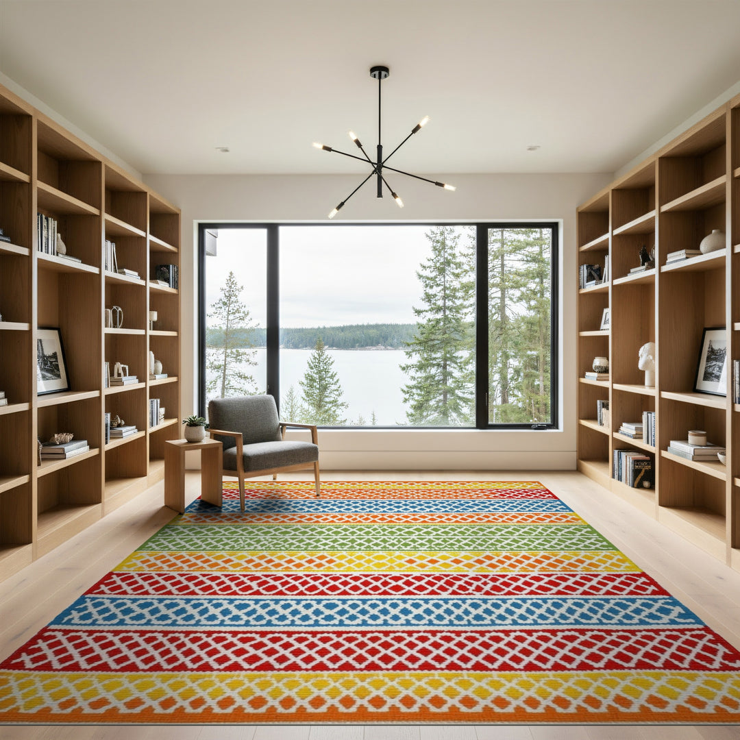 Vibrant Multi-Color Lattice Area Rug