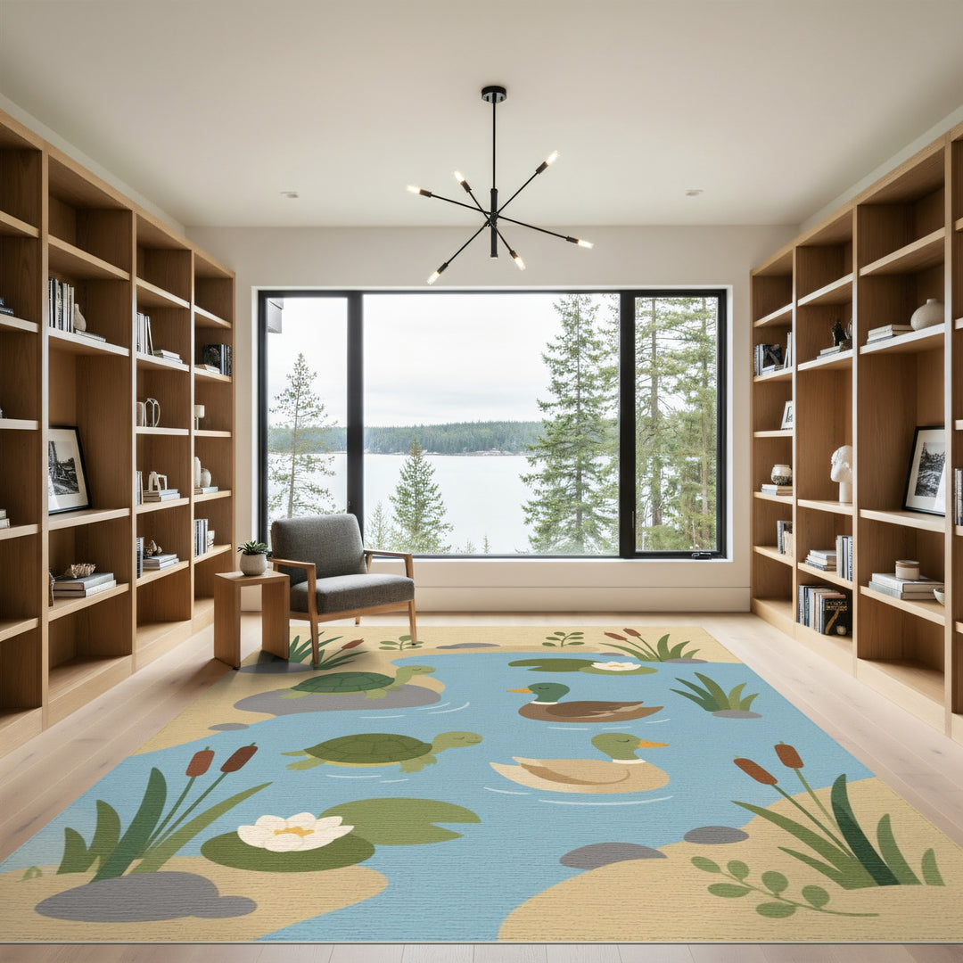 Duck and Turtle Pond Kids Area Rug