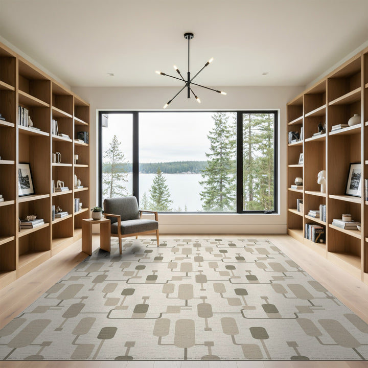 Beige Geometric Modern Area Rug