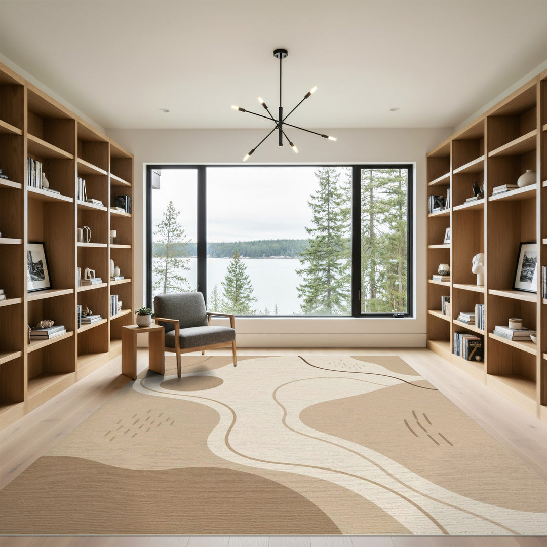 Beige Abstract Area Rug