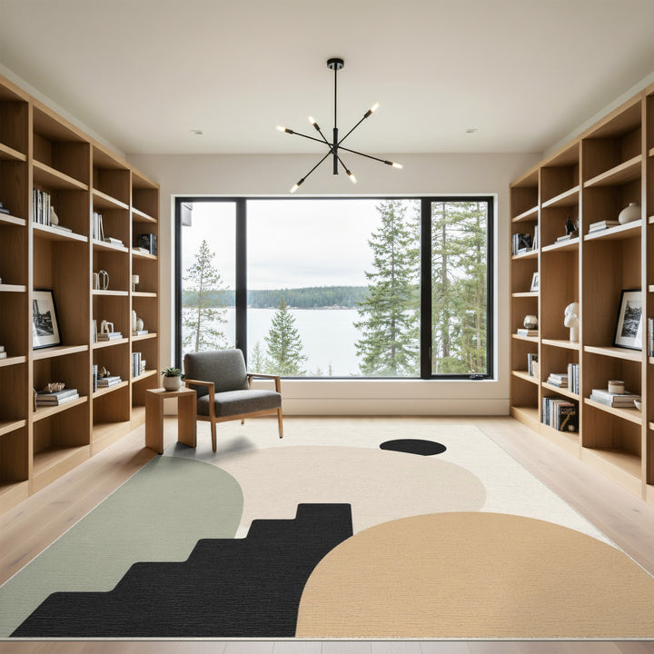 Beige and Neutral Abstract Beige Geometric Abstract Area Rug