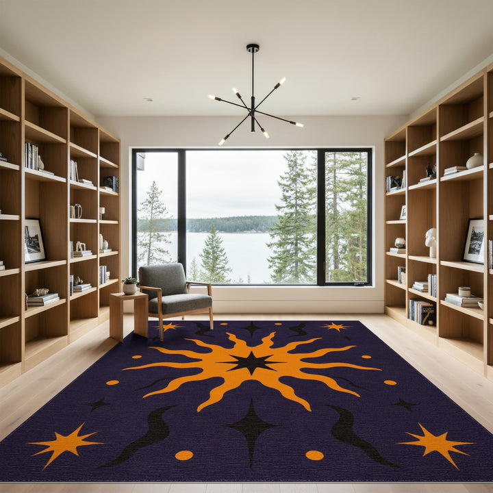 Purple Celestial Sunburst Area Rug