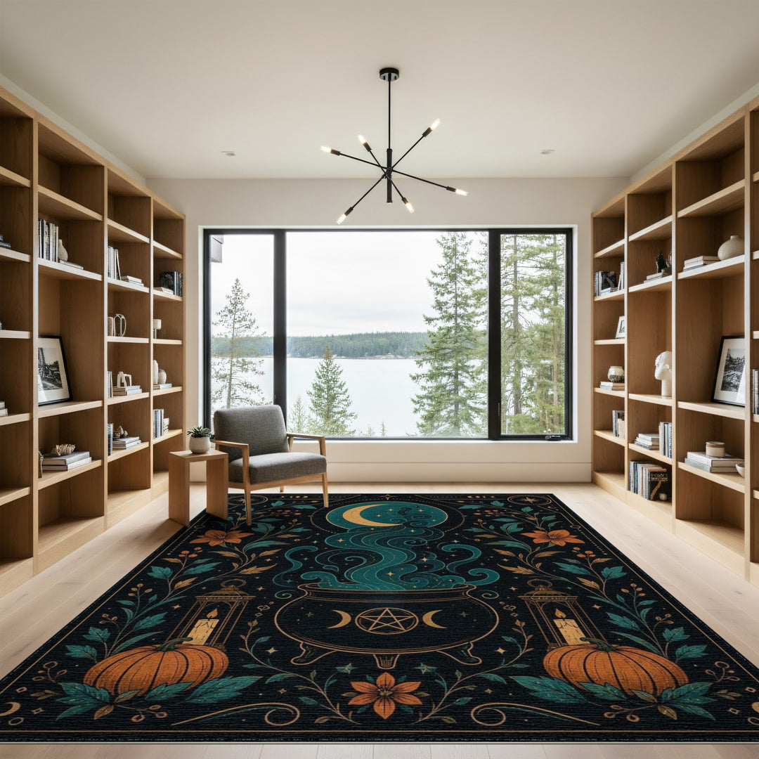 Mystic Cauldron Moon Washable Area Rug