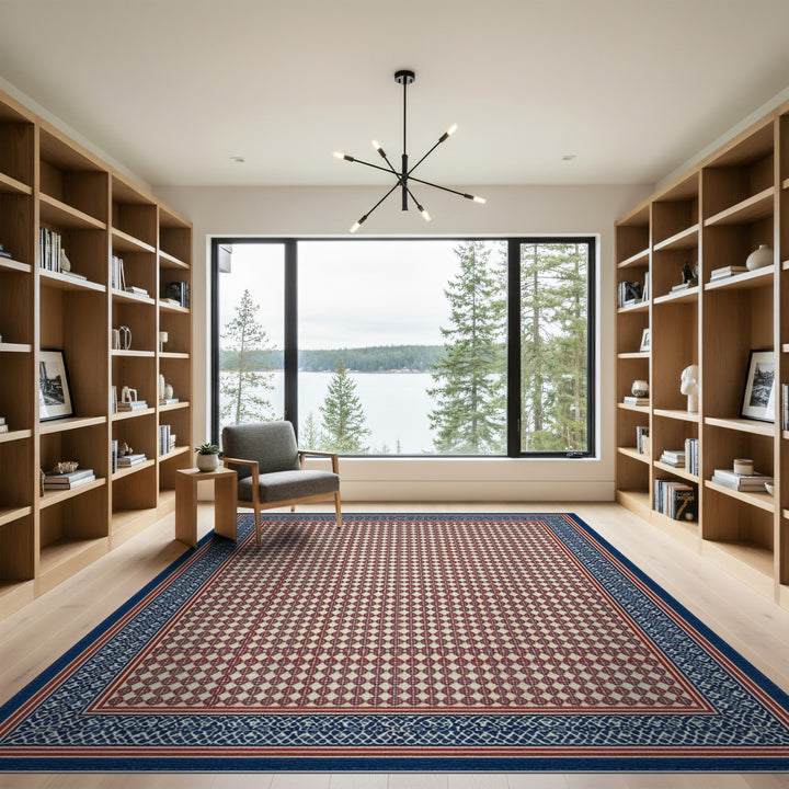 Multi-color and Patterns Navy Blue Geometric Dot Area Rug