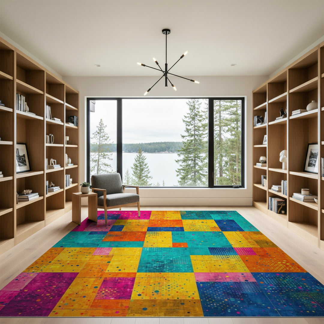 Vibrant Multi-Color Geometric Area Rug