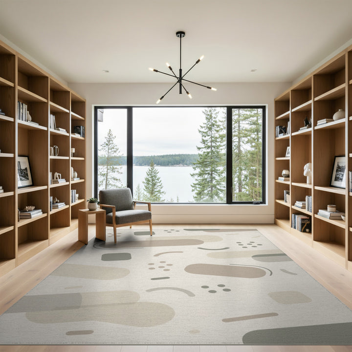 Beige Neutral Abstract Area Rug
