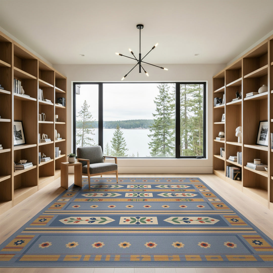 Blue Floral Heritage Area Rug