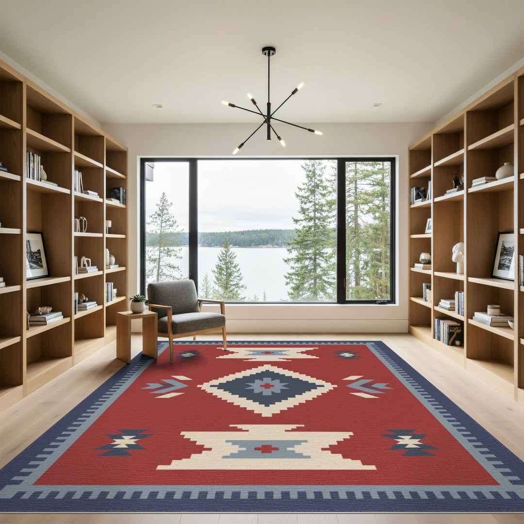 Red Southwestern Geometric Area Rug