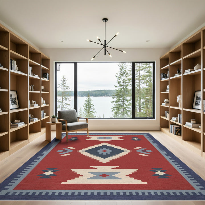 Red Southwestern Geometric Area Rug