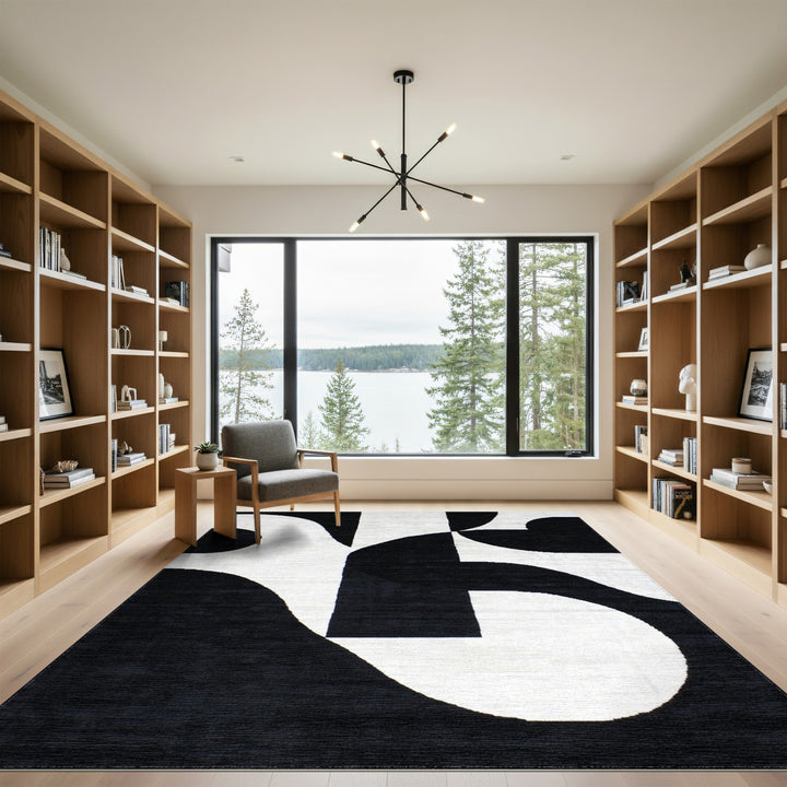 Geometric Modern Black and White Black White Bold Geometric Area Rug